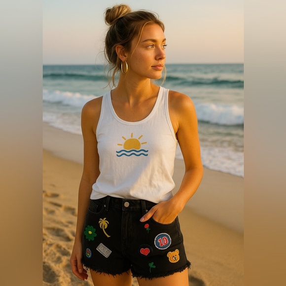 Levi's Women's Black Denim Shorts With Embellishments. 32" waist, 2.5" Iengrh - Picture 1 of 5